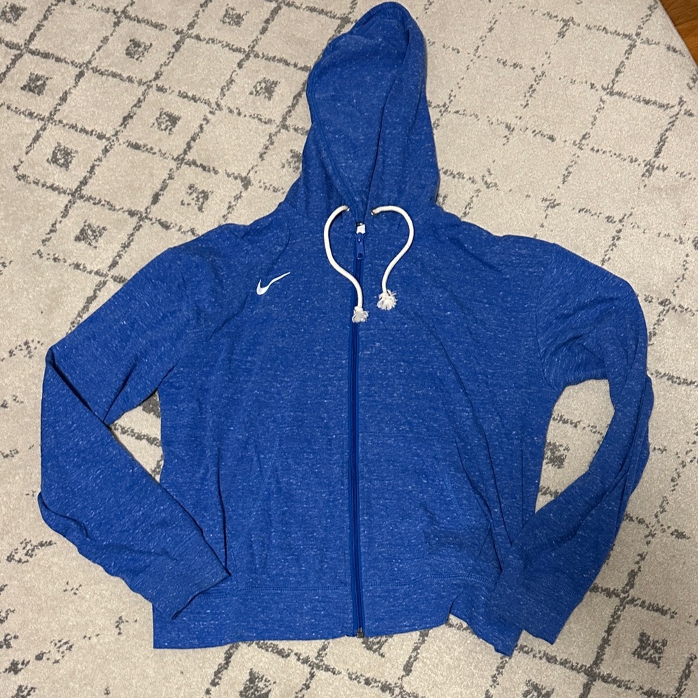 Nike Heathered Blue Hoodie with White Accents NWOT